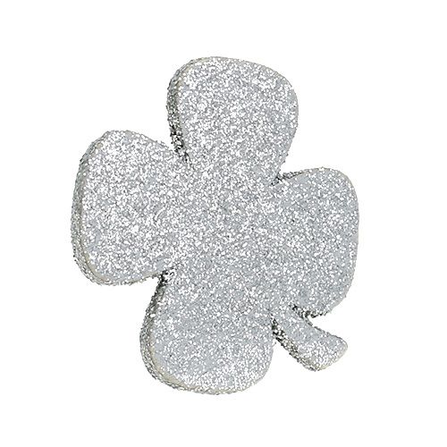 Floristik24 Mieszanka dekoracji sylwestrowych srebro z miką 4cm - 5cm 24 szt