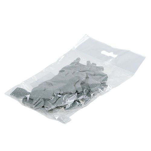 Floristik24 Mieszanka dekoracji sylwestrowych srebro z miką 4cm - 5cm 24 szt
