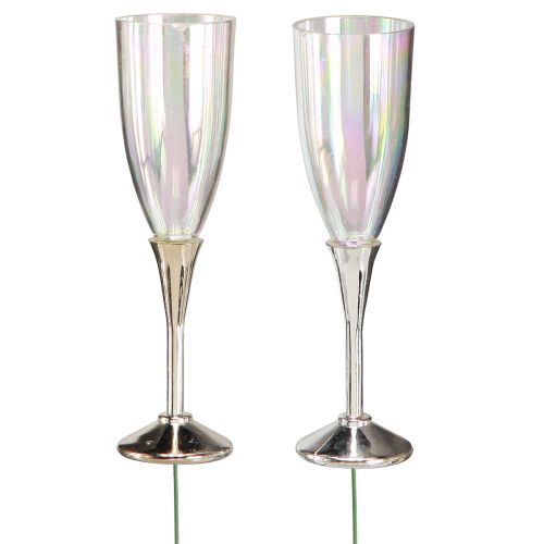 Produkt Dekoracja sylwestrowa do zawieszenia kieliszka do szampana na drucie wys. 9,5 cm 8 sztuk