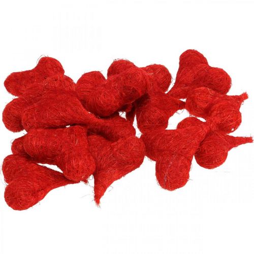 Produkt Sizalowe serca czerwone, dekoracja ślubna, naturalne włókna sizalowe, Walentynki W7,5-9cm 16 szt