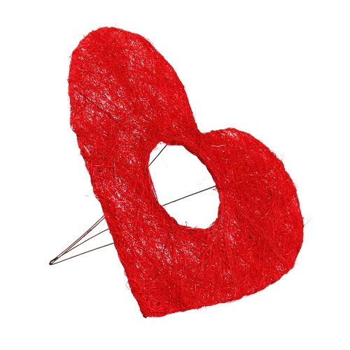 Floristik24 Sizalowe serce mankiet 20cm czerwone serce dekoracja z sizalowego kwiatu 10 szt
