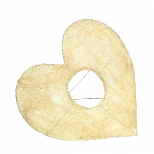 Floristik24 Mankiet sizalowy serce bielone 16cm 10 szt