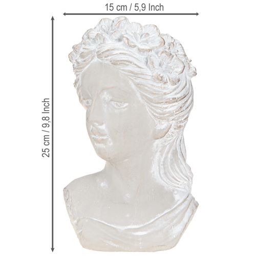 Produkt Rzeźba popiersie kobiety odlew kamienny donica szara antyczna 15×14×25cm