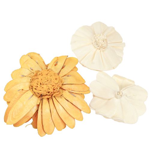Produkt Sola kwiaty drewniane dekoracyjne kwiaty drewniane mix pomarańczowy 6-11cm 12-15 szt