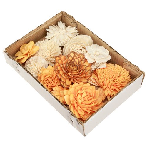 Produkt Sola kwiaty drewniane dekoracyjne kwiaty drewniane mix pomarańczowy 6-11cm 12-15 szt