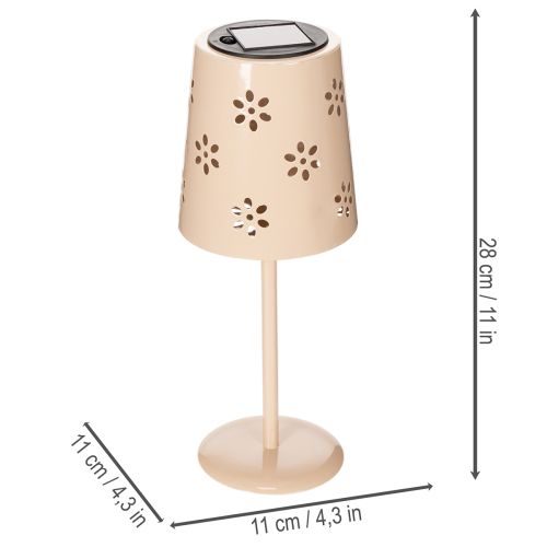 Produkt Lampa stołowa z kwiatowym wzorem, zasilana energią słoneczną, do romantycznego oświetlenia ogrodu, 28 cm