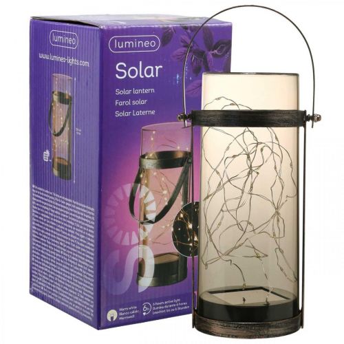 Produkt Lampa solarna, świetlówka do dekoracji, latarnia ogrodowa LED ciepła biel wys.25cm