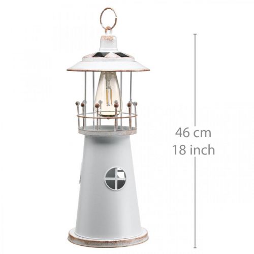 Floristik24 Latarnia morska z oświetleniem, światło słoneczne, ciepła biel, marynistyczna dekoracja ogrodowa Wys. 47 cm Ø18 cm