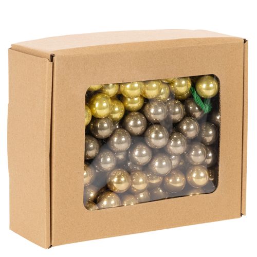 Miniaturowe bombki świąteczne na drucie, lustrzane jagody, błyszczące, 20 mm, 140 sztuk | Floristik24.pl