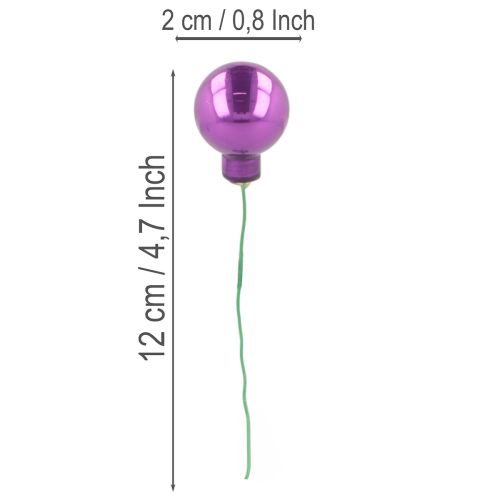 Miniaturowe bombki świąteczne na drucie, kolorowe lustrzane jagody, 25 mm, 140 sztuk | Floristik24.pl