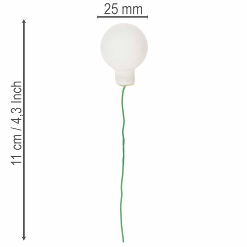 Mini szklane kule lustrzane w kształcie jagód na druciku, białe, 25 mm, 140 sztuk | Floristik24.pl