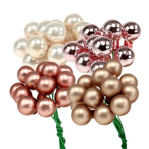 Floristik24 Jagody lustrzane kremowo-różowe mix 15mm 140szt