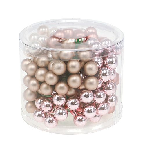 Floristik24 Jagody lustrzane kremowo-różowe mix 15mm 140szt