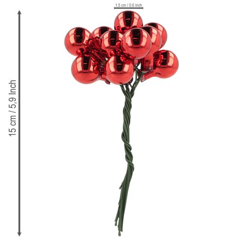 Produkt Lustrzane jagody czerwone matowe, błyszczące Ø1,5cm 140 szt.