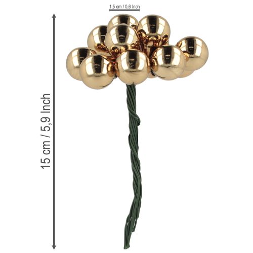 Produkt Jagody lustrzane Ø1,5cm brązowo-złote 140 szt.