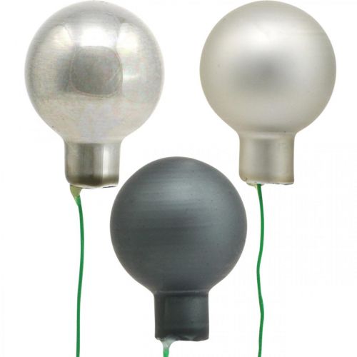 Produkt Mini bombki świąteczne srebrne, antracytowe lustrzane jagody Ø25mm 140 sztuk