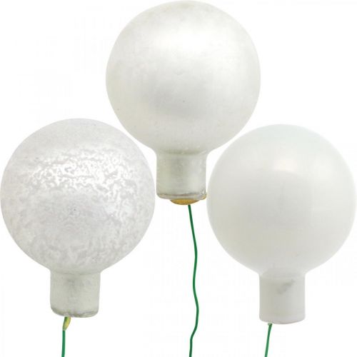 Floristik24 Mini Christmas Ball White Mirror Berry Glass Ø40mm Mix 32szt
