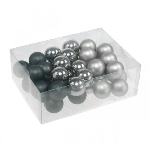 Produkt Mini bombki srebrne, szkło antracytowe Ø40mm mix 32 szt