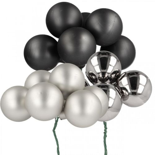 Produkt Mini bombki srebrne, szkło antracytowe Ø40mm mix 32 szt
