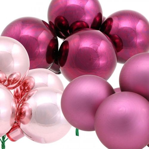 Produkt Mini Christmas Ball Pink Mirror Berry Glass Ø40mm Mix 32szt.