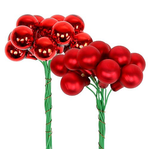 Floristik24 Lustrzane jagody czerwone matowe, błyszczące Ø1,5cm 140szt