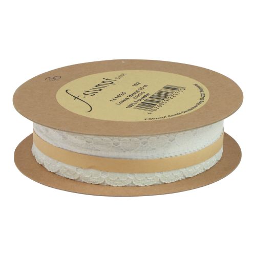 Produkt Wstążka koronkowa serduszka ozdobna wstążka koronkowa kremowa 25mm 15m