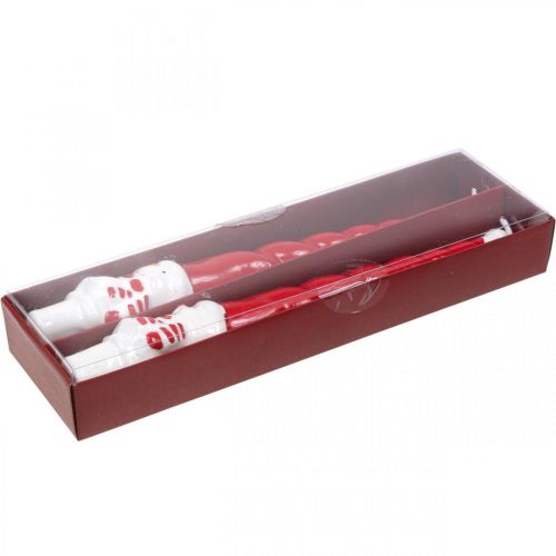 Produkt Świeczka stożkowa bałwanek bożonarodzeniowa czerwona 26cm 2szt