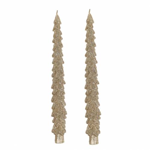 Floristik24 Świece stożkowe jodłowe złote metaliczne 30mm × 260mm 2szt