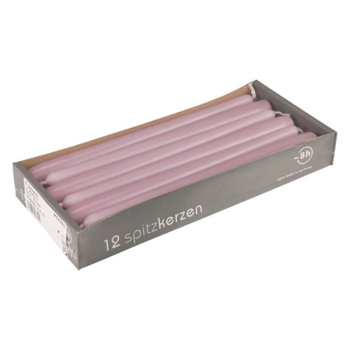 Floristik24 Świece stożkowe Świece Wenzel liliowe 250/23mm 12 szt