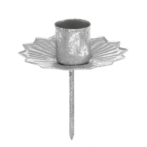 Spiczasty świecznik do przyklejenia, dekoracja adwentowa, świecznik srebrny, antyczny Ø7cm