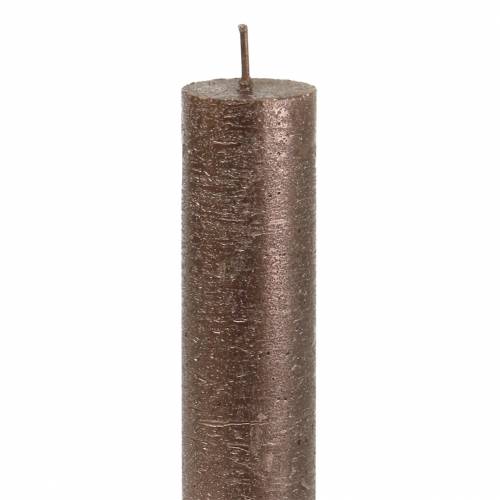 Produkt Świece stożkowe jednobarwne miedziane metaliczne 34mm×240mm 4 szt