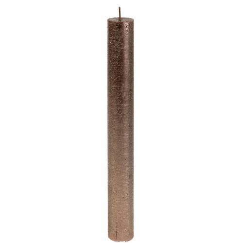Produkt Świece stożkowe jednobarwne miedziane metaliczne 34mm×240mm 4 szt