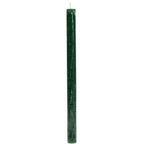 Floristik24 Świeca stożkowa ciemnozielona jednokolorowa 34 x 240mm 4 szt