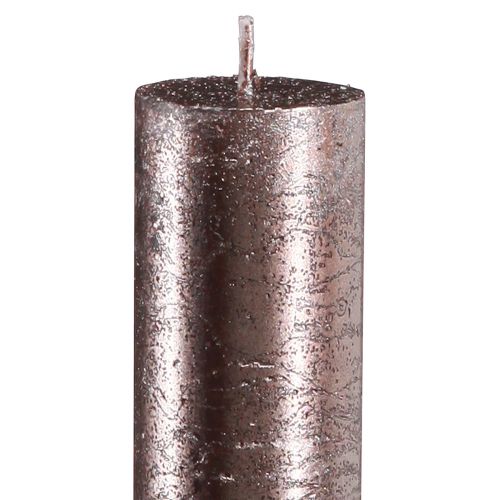 Floristik24 Świece stożkowe jednokolorowe miedziane lakierowane 34x300mm 4 szt