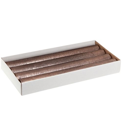 Floristik24 Świece stożkowe jednokolorowe miedziane lakierowane 34x300mm 4 szt