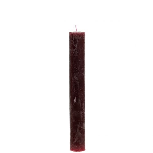 Floristik24 Świece stożkowe w jednolitym kolorze bordowym 34mm x 240mm 4szt