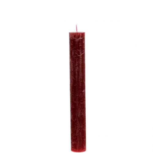 Floristik24 Świece stożkowe jednokolorowe ciemnoczerwone 34mm x 240mm 4 szt