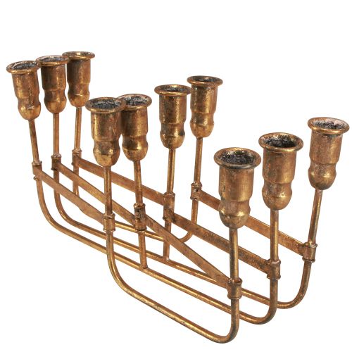 Produkt Zabytkowy świecznik w sztyfcie na 10 świec złoty 46×46cm W16,5cm