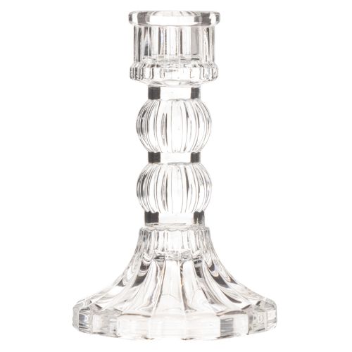 Przezroczysty świecznik, klasyczny design, dekoracja stołu, 12 cm, 2 sztuki | Floristik24.pl