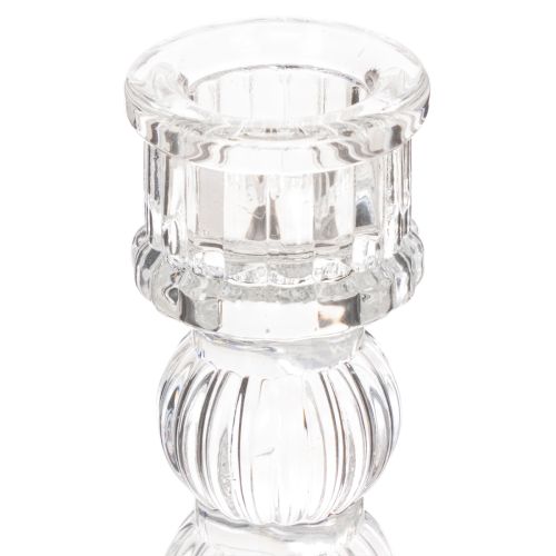 Przezroczysty świecznik, klasyczny design, dekoracja stołu, 12 cm, 2 sztuki | Floristik24.pl