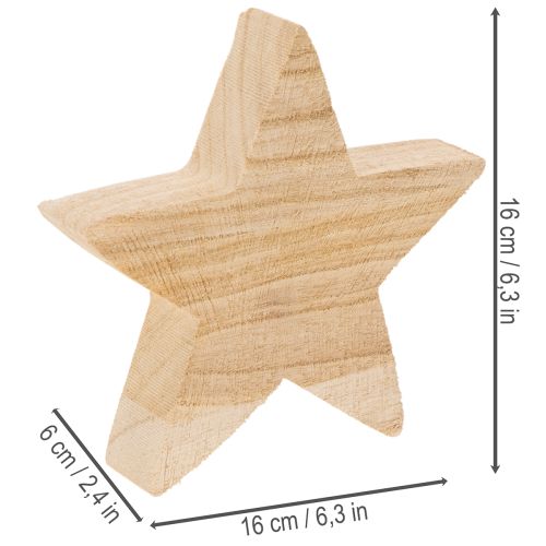 Rustykalny drewniany świecznik w kształcie gwiazdy na świece stożkowe, 16 cm | Floristik24.pl