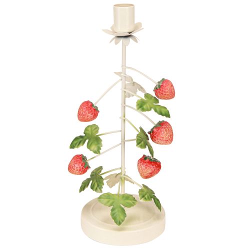 Floristik24 Świecznik metalowy dekoracja truskawka kremowy okrągły wys. 26cm
