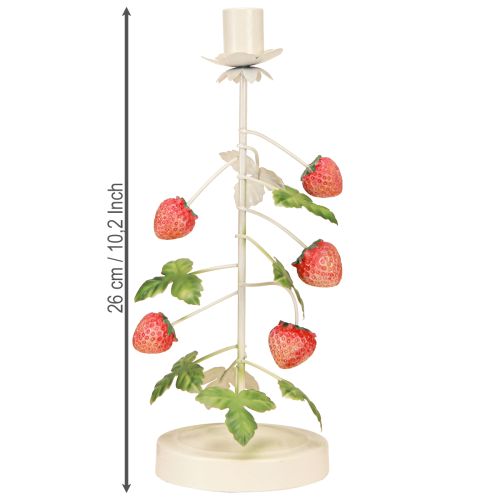 Produkt Świecznik metalowy dekoracja truskawka kremowy okrągły wys. 26cm