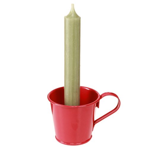 Świecznik metalowy kubek czerwony wys. 6cm 6 szt.