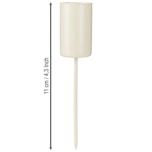 Produkt Świecznik metalowy na patyku, beżowy, wys. 11 cm, 4 sztuki
