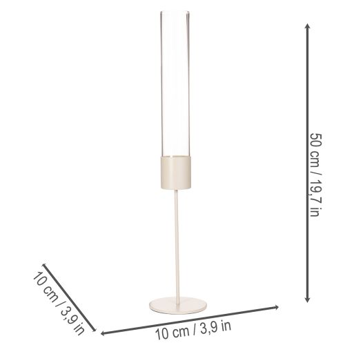 Świecznik z cylindrem szklanym na metalowej podstawie 50cm | Floristik24.pl