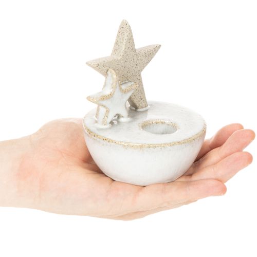 Ceramiczne świeczniki w kształcie gwiazdek, dekoracja świąteczna, 11 cm, 2 sztuki | Floristik24.pl