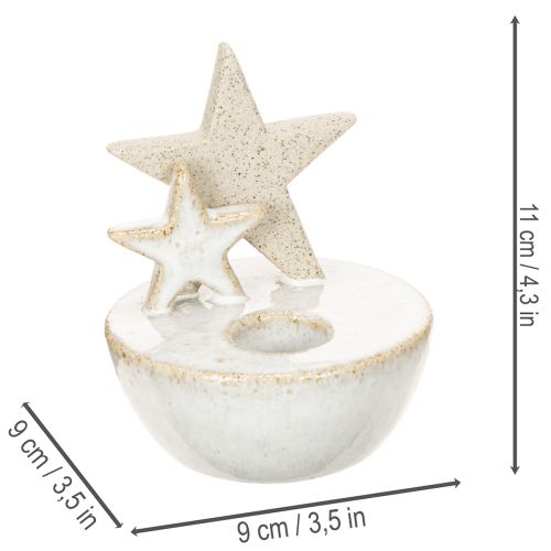 Ceramiczne świeczniki w kształcie gwiazdek, dekoracja świąteczna, 11 cm, 2 sztuki | Floristik24.pl