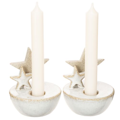 Ceramiczne świeczniki w kształcie gwiazdek, dekoracja świąteczna, 11 cm, 2 sztuki | Floristik24.pl