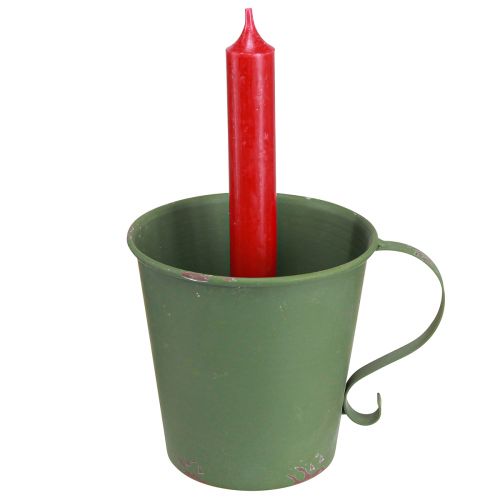 Produkt Stożkowy świecznik w stylu vintage, ozdobny metalowy zielony Ø11cm W11cm